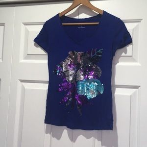 Navy sequins design top